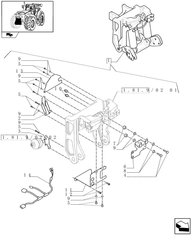 Схема запчастей Case IH PUMA 210 - (1.81.9/02[03]) - (VAR.090) FRONT HPL FOR MID MOUNT REMOTES LESS PTO, WITH AUX. COUPLERS - BRACKETS - C6726 (07) - HYDRAULIC SYSTEM