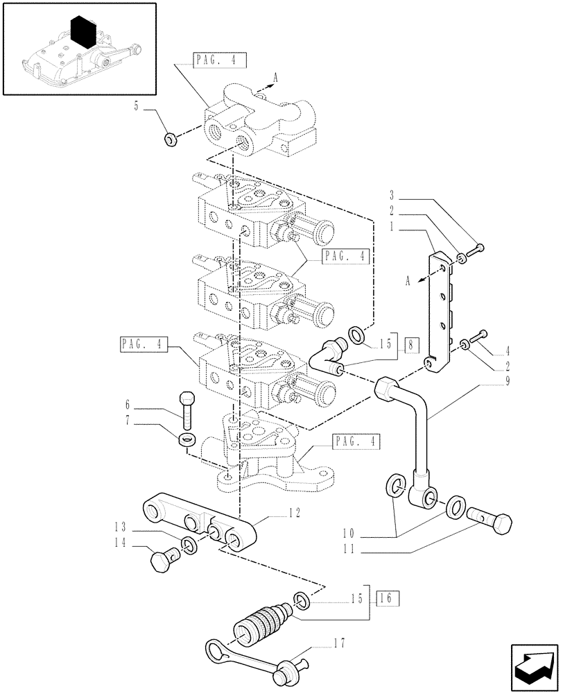 Схема запчастей Case IH JX1095C - (1.82.7/09[06]) - (VAR.195) 3 REAR REMOTE VALVES FOR MDC - QUICK COUPLING - D5484 (07) - HYDRAULIC SYSTEM