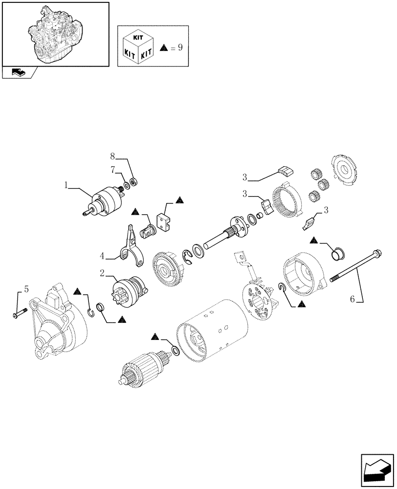 Схема запчастей Case IH F4GE9484K J601 - (0.36.0/ A) - STARTER MOTOR - COMPONENTS (504031929) 