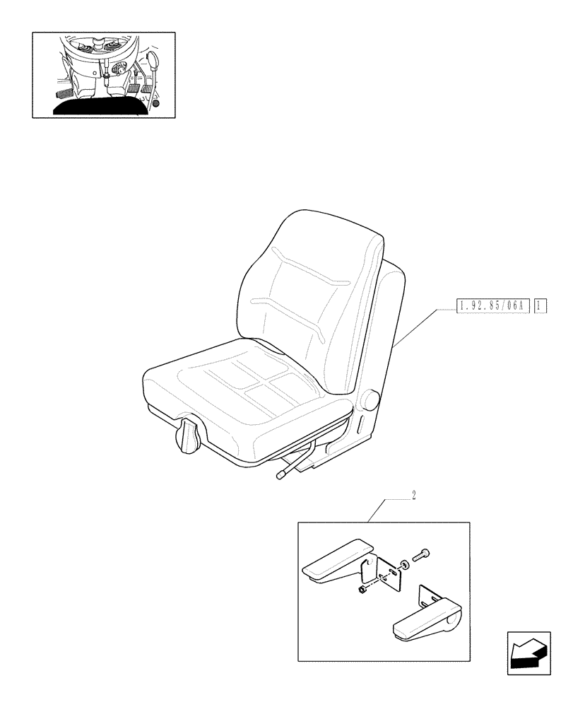 Схема запчастей Case IH JX1085C - (1.92.85/06) - (VAR.956/1) SEAT WITH SWITCH - L/CAB (10) - OPERATORS PLATFORM/CAB