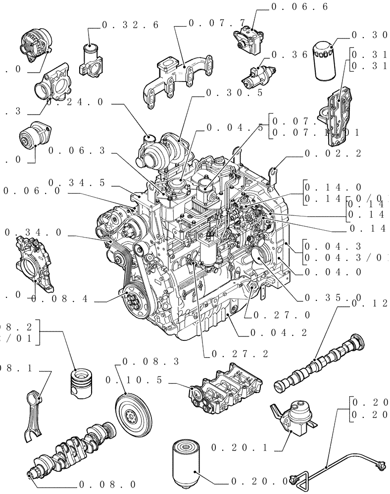 Схема запчастей Case IH JX1085C - (0.02.0) - SEC. 01 - ENGINE (01) - ENGINE