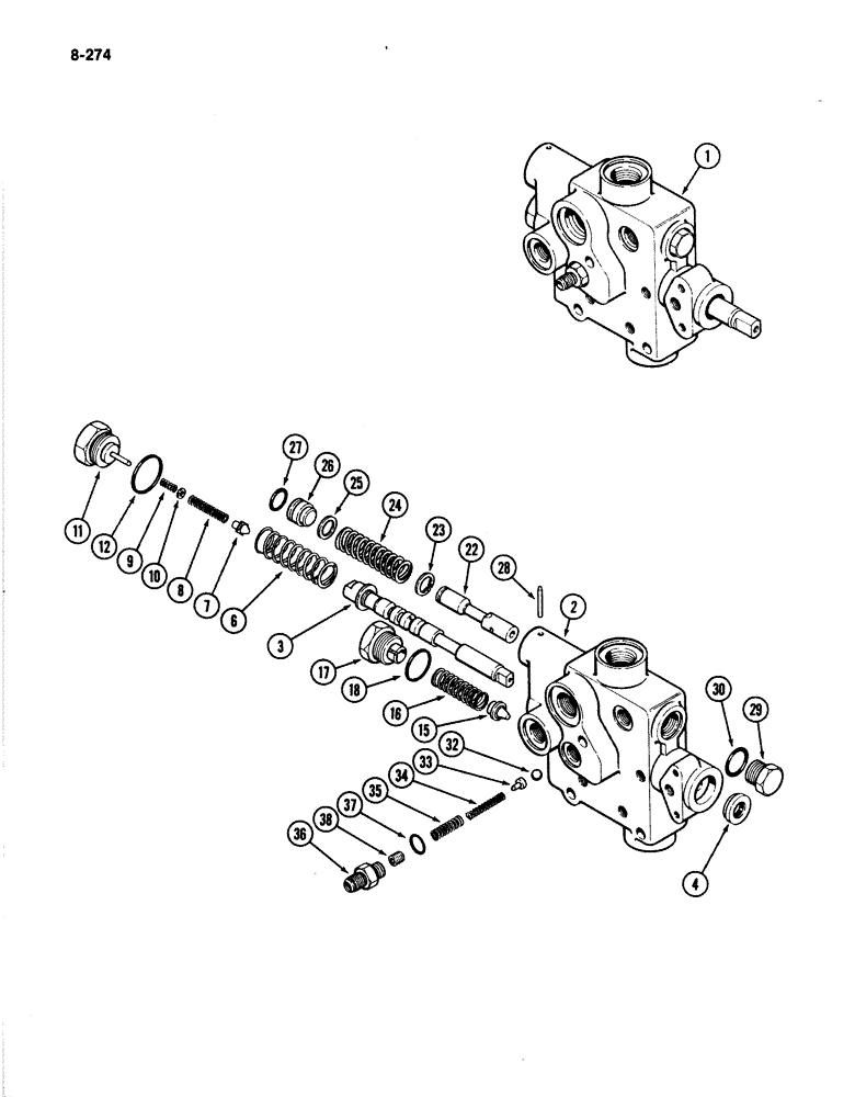 Схема запчастей Case IH 4894 - (8-274) - PRESSURE REGULATOR VALVE ASSEMBLY (08) - HYDRAULICS