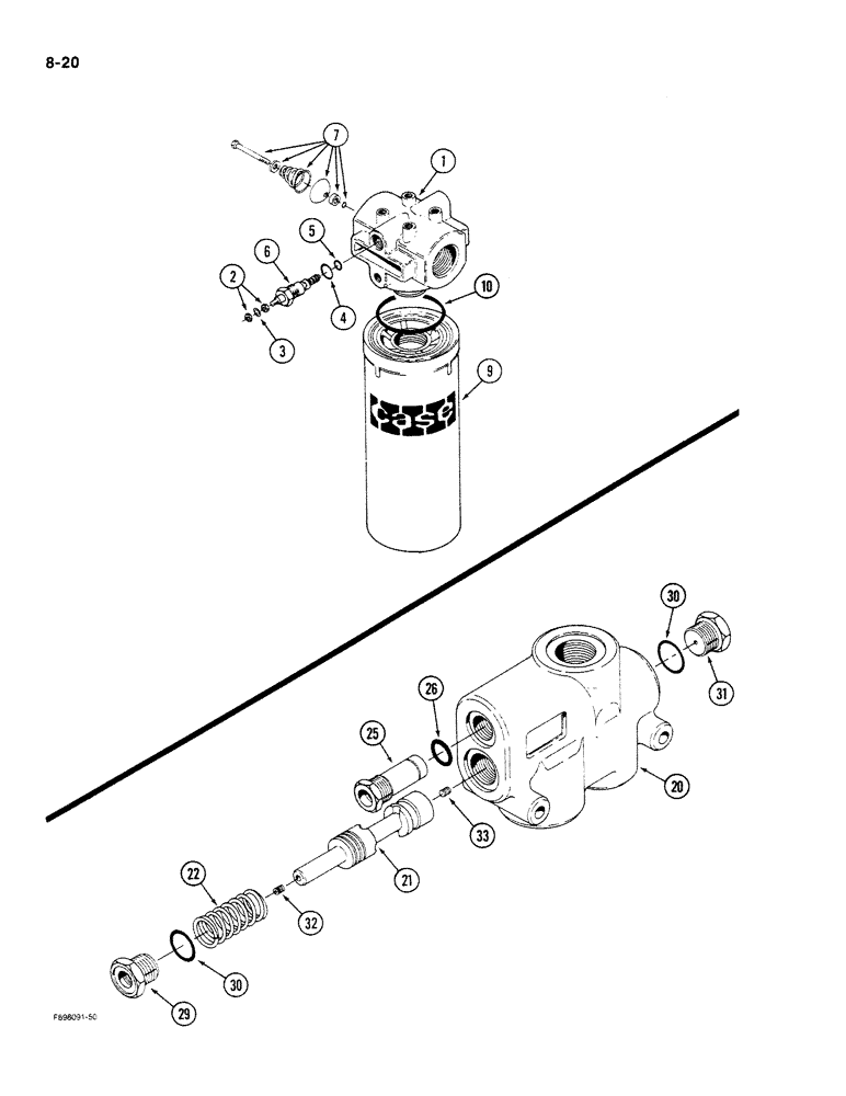 Схема запчастей Case IH 9280 - (8-20) - HYDRAULIC OIL FILTER (08) - HYDRAULICS
