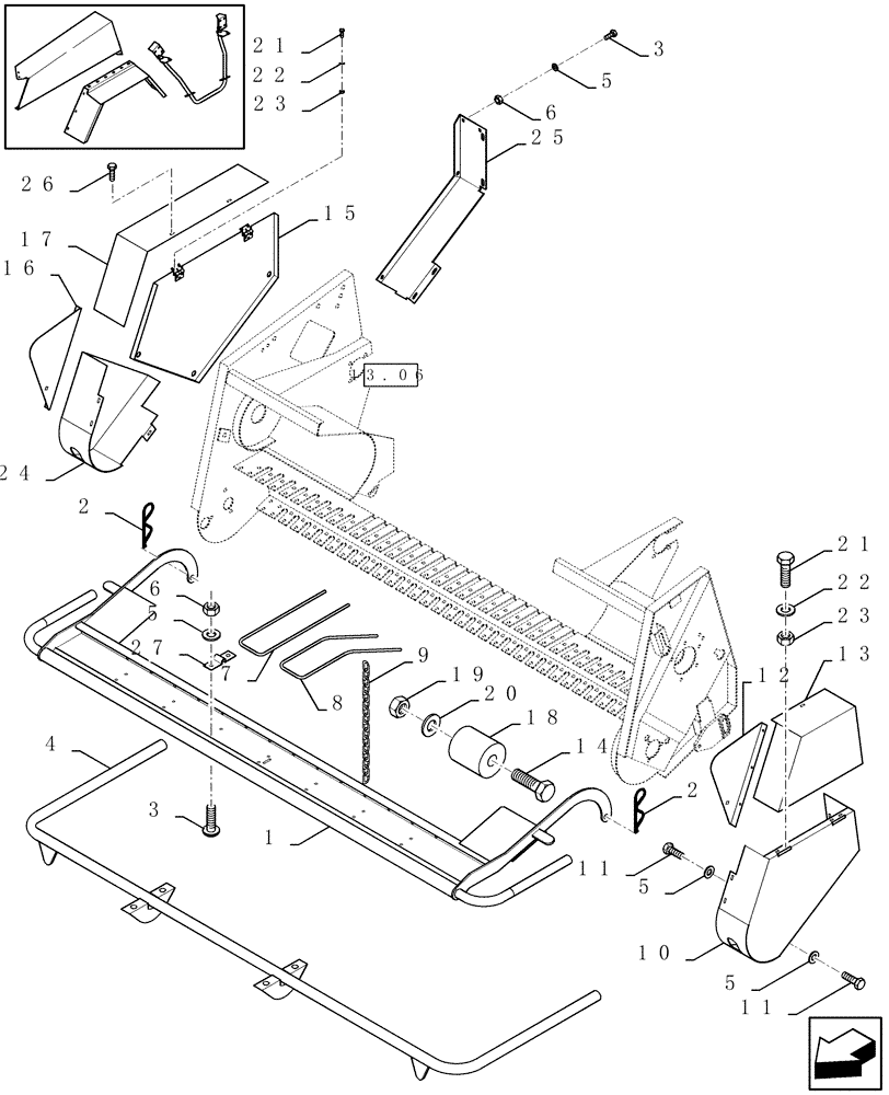 Схема запчастей Case IH LBX431R - (08.003[01]) - PICK-UP PROTECTION (08) - SHEET METAL/DECALS