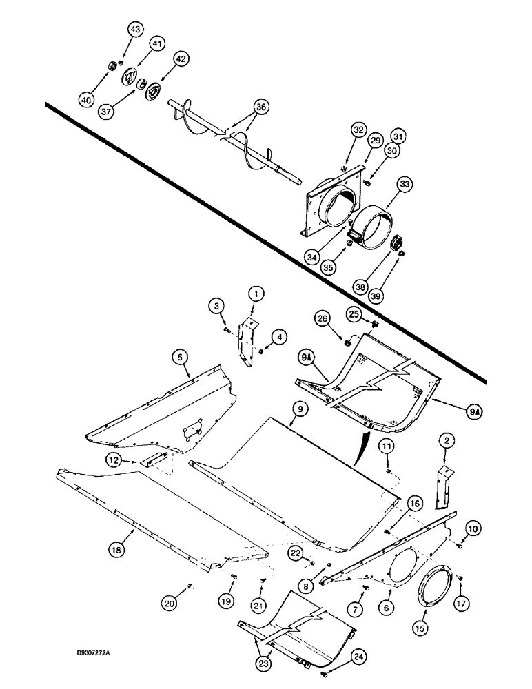 Схема запчастей Case IH 1688 - (9D-02) - GRAIN AUGER TROUGH, GRAIN AUGER AND BEARINGS (16) - GRAIN ELEVATORS & AUGERS