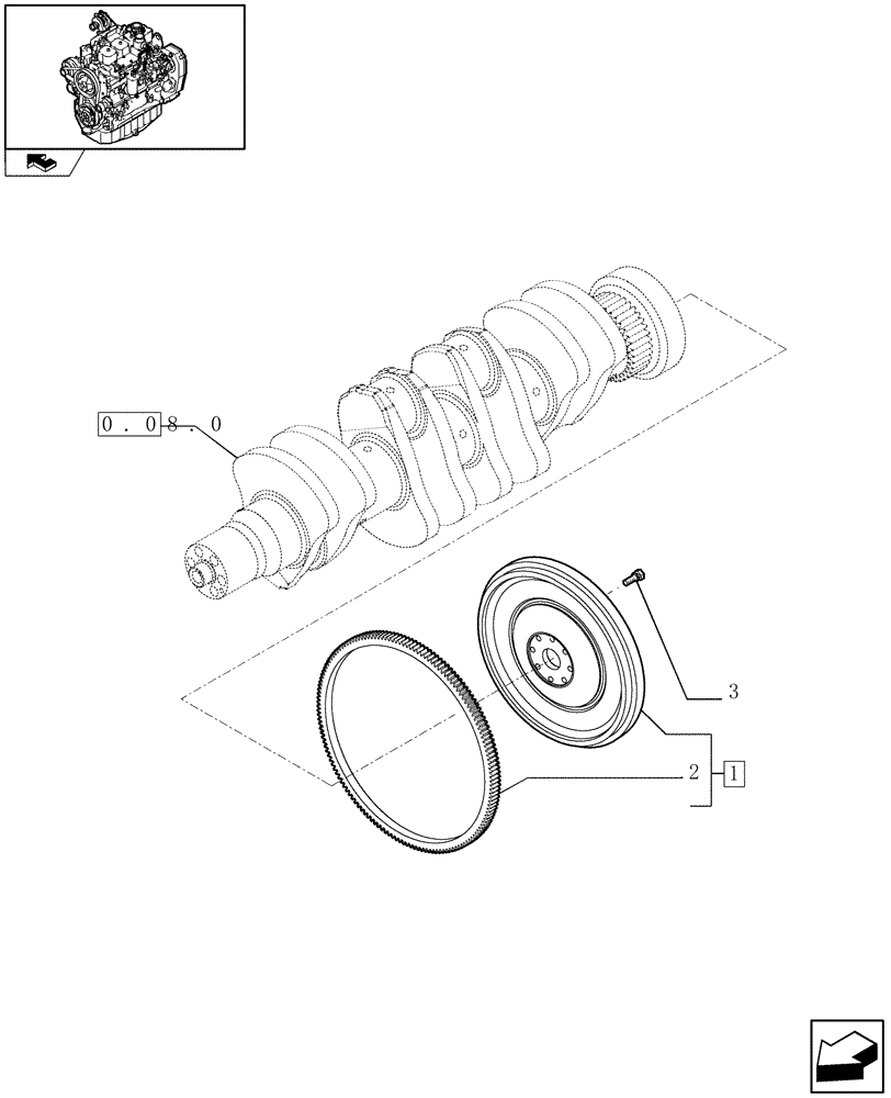 Схема запчастей Case IH F4GE9484A J600 - (0.08.3) - FLYWHEEL - ENGINE (2853681) 