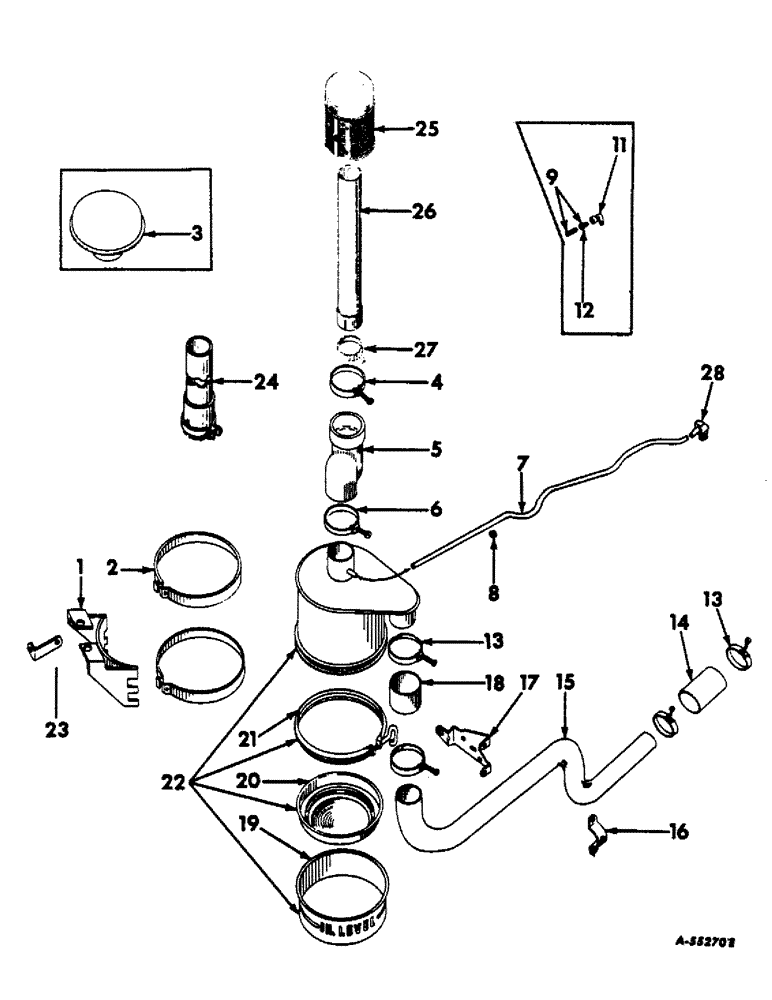 Схема запчастей Case IH 560 - (044) - FUEL SYSTEM, AIR CLEANER AND CONNECTIONS, CARBURETED ENGINE TRACTORS (02) - FUEL SYSTEM