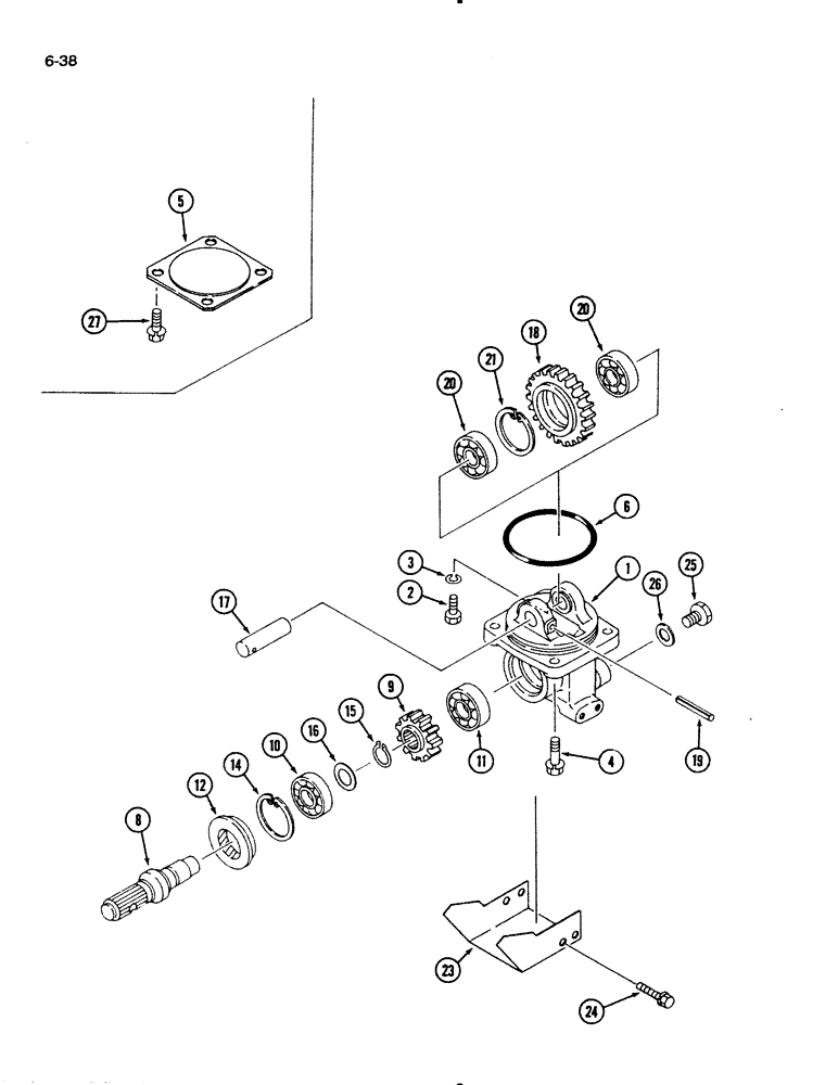 Схема запчастей Case IH 1130 - (6-38) - MID PTO (06) - POWER TRAIN