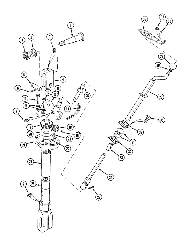 Схема запчастей Case IH 1494 - (9-352) - LEVELING LEVER, TRACTORS WITH CAB (09) - CHASSIS/ATTACHMENTS