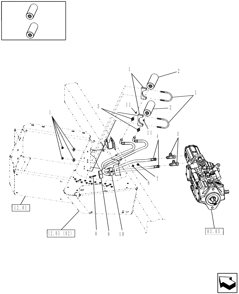 Схема запчастей Case IH WDX1902 - (09.02[4]) - ACCUMULATOR, SURGE DAMPENING (09) - IMPLEMENT LIFT