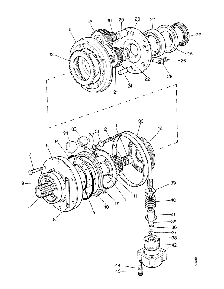 Схема запчастей Case IH 1490 - (D05-1) - FRONT PLANETARY UNIT, POWER SHIFT (03) - POWER TRAIN