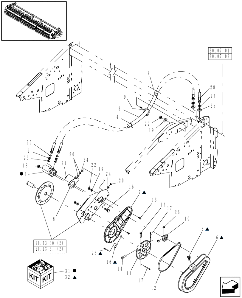 Схема запчастей Case IH 2010 - (20.07.03[2]) - HYDRAULICS, REEL DRIVE, PIN CBJ020205 AND AFTER EXCEPT RICE HEADER (35) - HYDRAULIC SYSTEMS