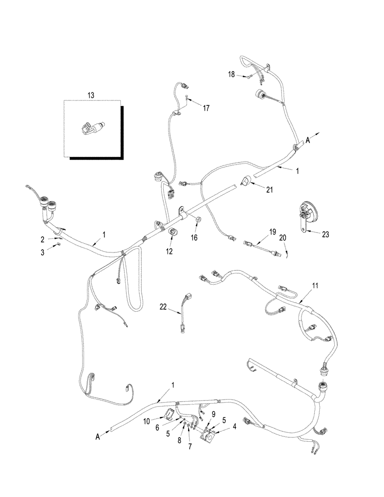 Схема запчастей Case IH STX440 - (04-21) - HARNESS FRONT FRAME (04) - ELECTRICAL SYSTEMS