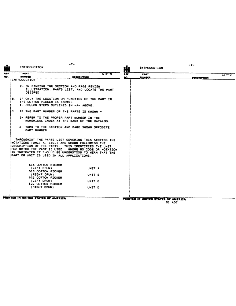 Схема запчастей Case IH 622 - (7) - INTRODUCTION - MODEL DEFINITIONS (00) - GENERAL