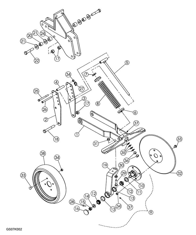 Схема запчастей Case IH 2500 - (75.200.12) - BERM BUILDER AND TUCKER WITH SHEAR BOLT BUNDLES FOR 2008 PRODUCTION AND AFTER (75) - SOIL PREPARATION