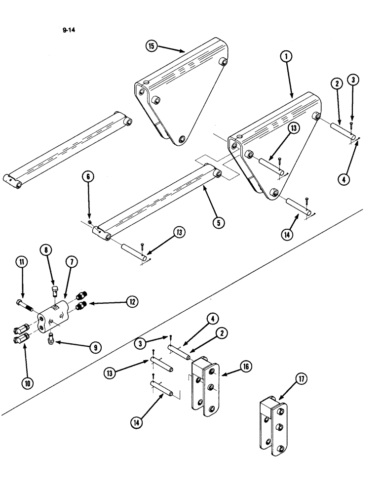 Схема запчастей Case IH 510 - (9-14) - SELF LEVELING LINKAGE (09) - CHASSIS/ATTACHMENTS