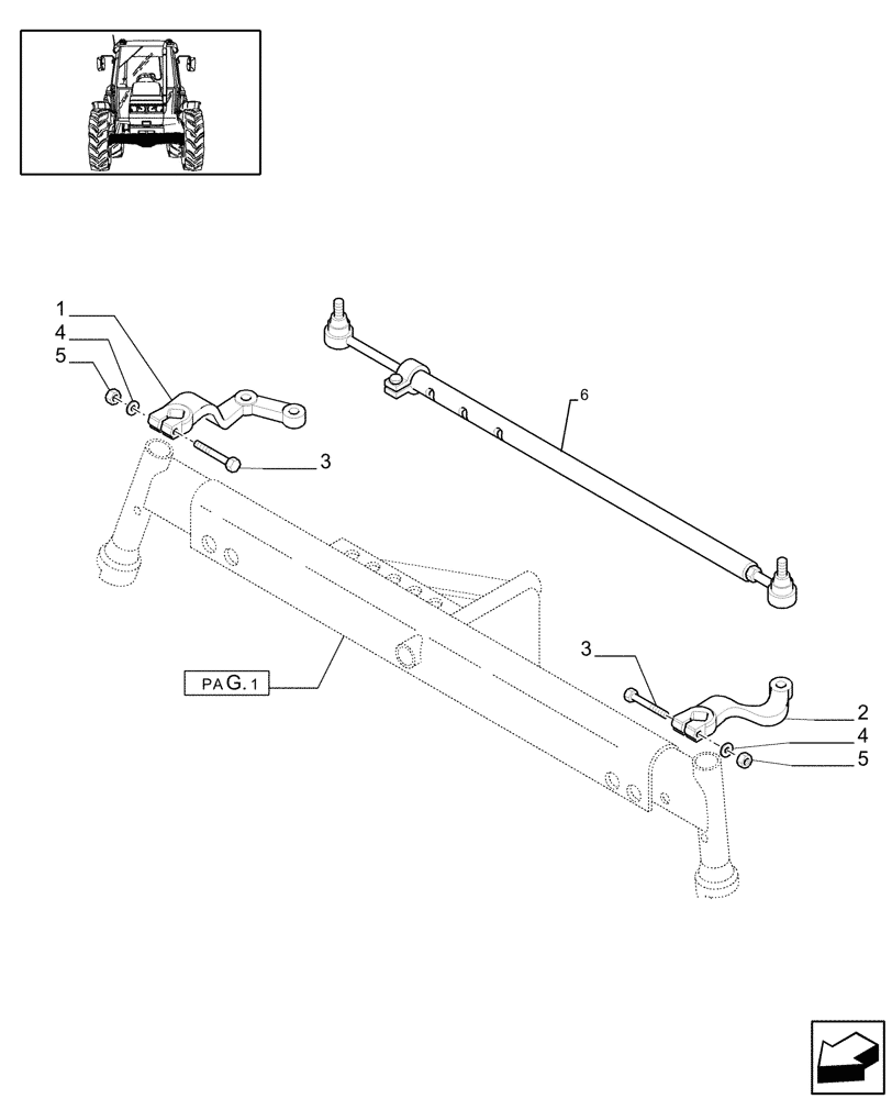 Схема запчастей Case IH JX80 - (1.41.0[04]) - 2WD FRONT AXLE - LEVERS (04) - FRONT AXLE & STEERING