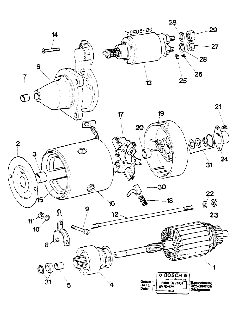 Схема запчастей Case IH D-358 - (09-38) - STARTING MOTOR 