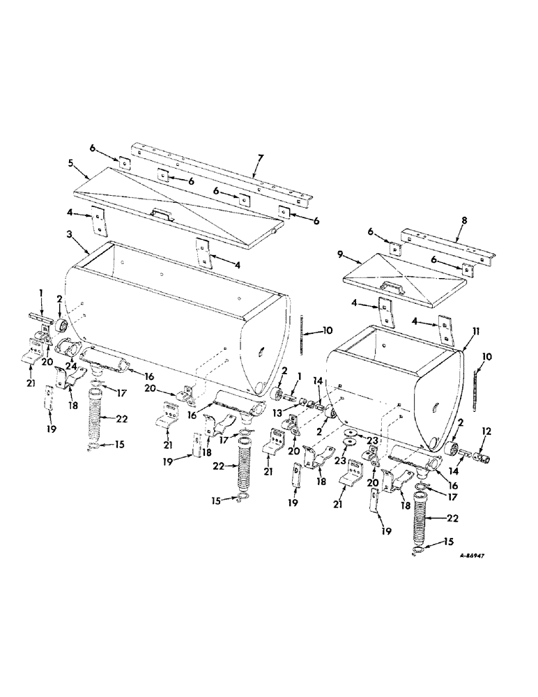 Схема запчастей Case IH DRY - (A-014) - DRY FERTILIZERS, METAL HOPPERS, HOSES AND SUPPORTS, FOR SIX ROW 