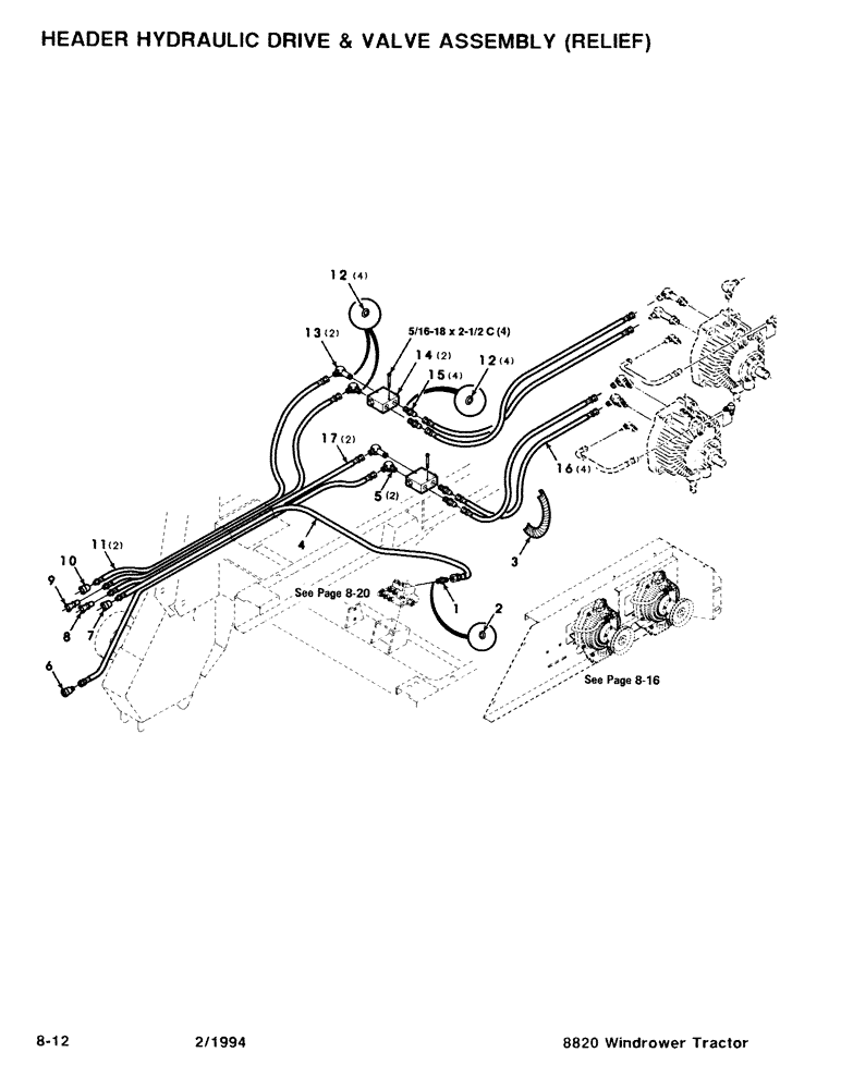 Схема запчастей Case IH 8820 - (8-12) - HEADER HYDRAULIC DRIVE & VALVE ASSEMBLY, RELIEF (08) - HYDRAULICS