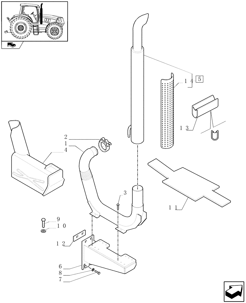 Схема запчастей Case IH PUMA 180 - (1.15.1[01]) - SILENCER - C6694 (02) - ENGINE EQUIPMENT