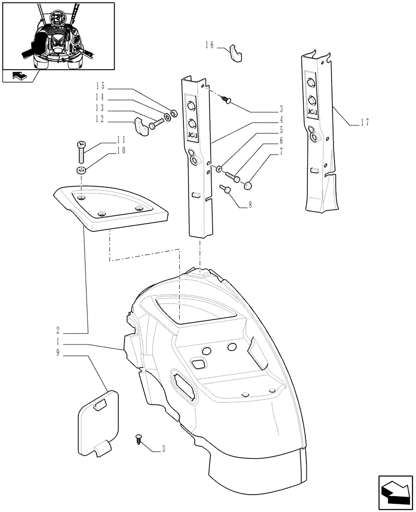 Схема запчастей Case IH PUMA 165 - (1.93.0[01]) - CONTROLS COVER - C6742 (10) - OPERATORS PLATFORM/CAB