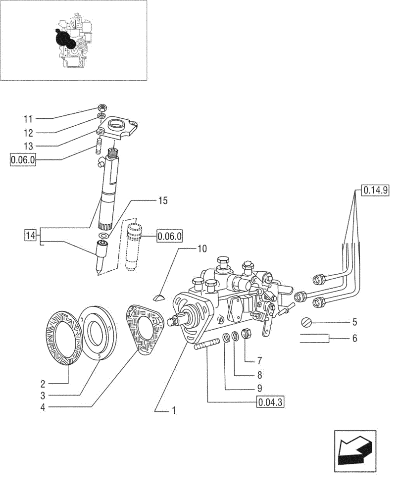 Схема запчастей Case IH JX95 - (0.14.0/04[01]) - INJECTION EQUIPMENT - INJECTOR - TIER 1 ENGINE (01) - ENGINE