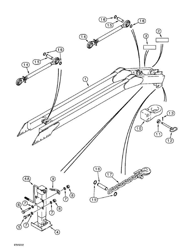 Схема запчастей Case IH 6100 - (9-02) - MAIN FRAME, HITCH AND JACK (09) - CHASSIS/ATTACHMENTS