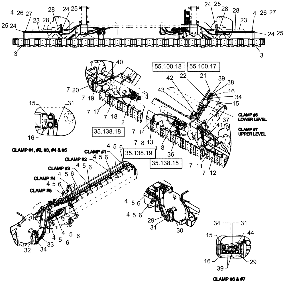 Схема запчастей Case IH 1240 - (35.310.02) - LAYOUT HYD HOSES ROUTING 12/23 ROW (35) - HYDRAULIC SYSTEMS