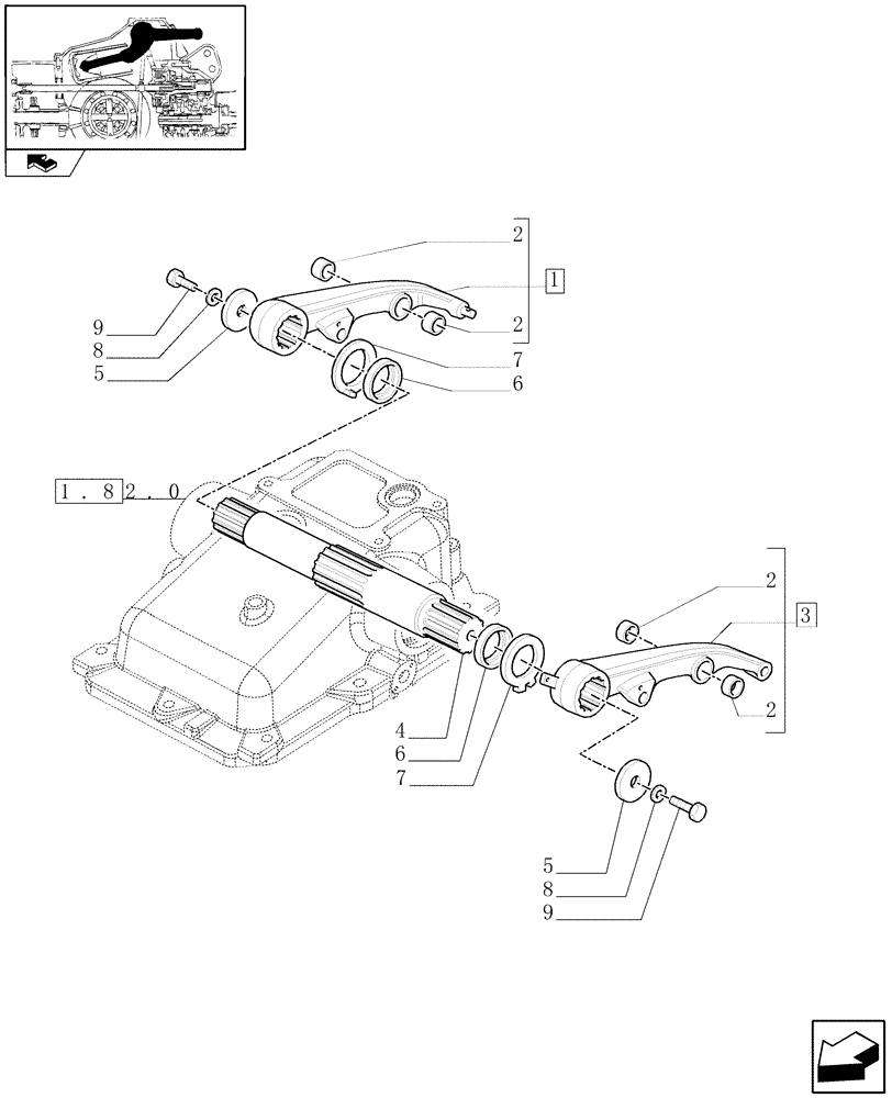 Схема запчастей Case IH MAXXUM 120 - (1.82.8/01) - EDC WITH TWO EXTERNAL CYLINDERS (80/90MM) FOR AUTOMATIC PICK-UP HITCH - LIFT ARMS AND ROCK SHAFT (VAR.331908-331909) (07) - HYDRAULIC SYSTEM