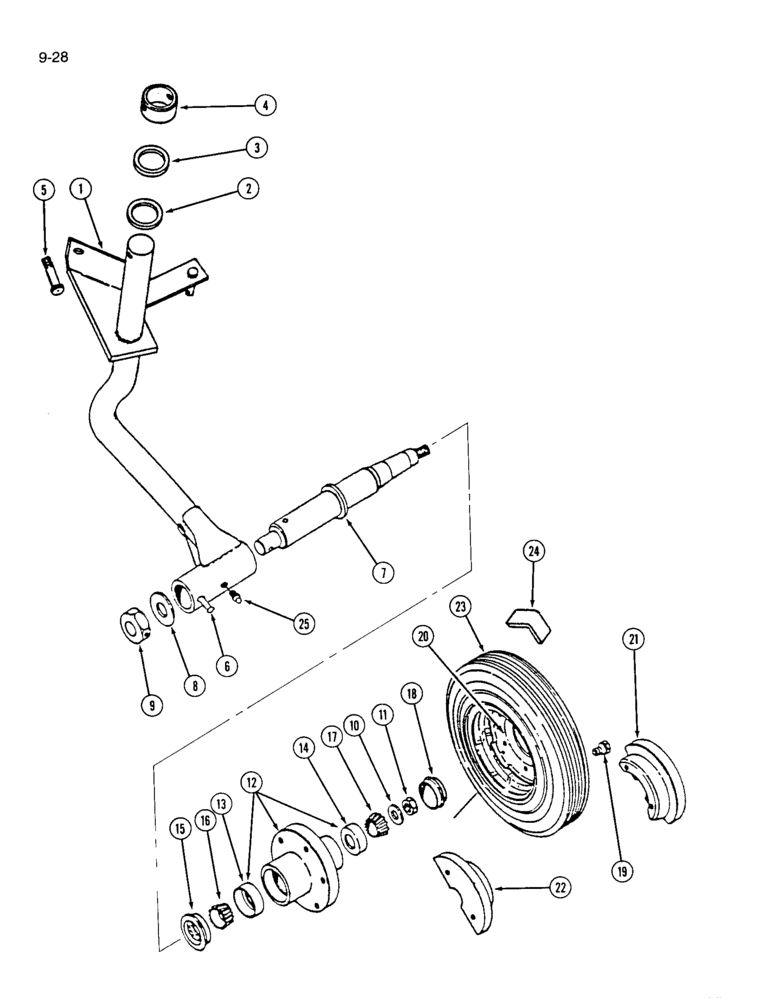 Схема запчастей Case IH 310 - (9-028) - SINGLE REAR FURROW WHEEL (09) - CHASSIS/ATTACHMENTS