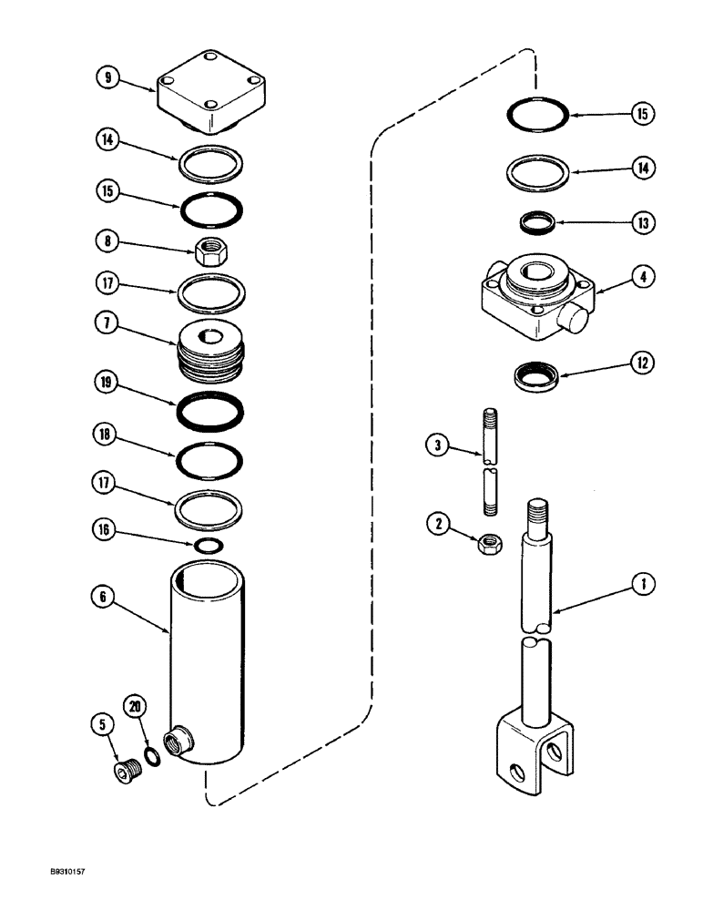 Схема запчастей Case IH 900 - (8-072) - DRIVE/CARRYING WHEEL SLAVE HYDRAULIC CYLINDER (08) - HYDRAULICS