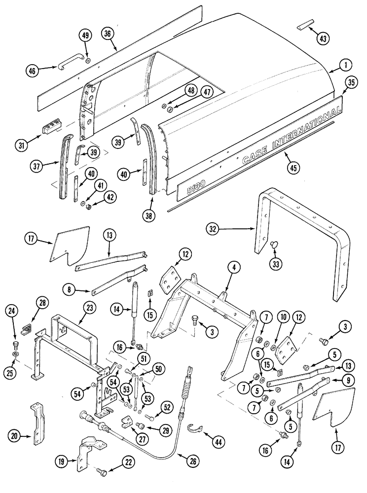 Схема запчастей Case IH 5130 - (9-046) - HOOD SHEET AND RELATED PARTS, 5130 (09) - CHASSIS/ATTACHMENTS