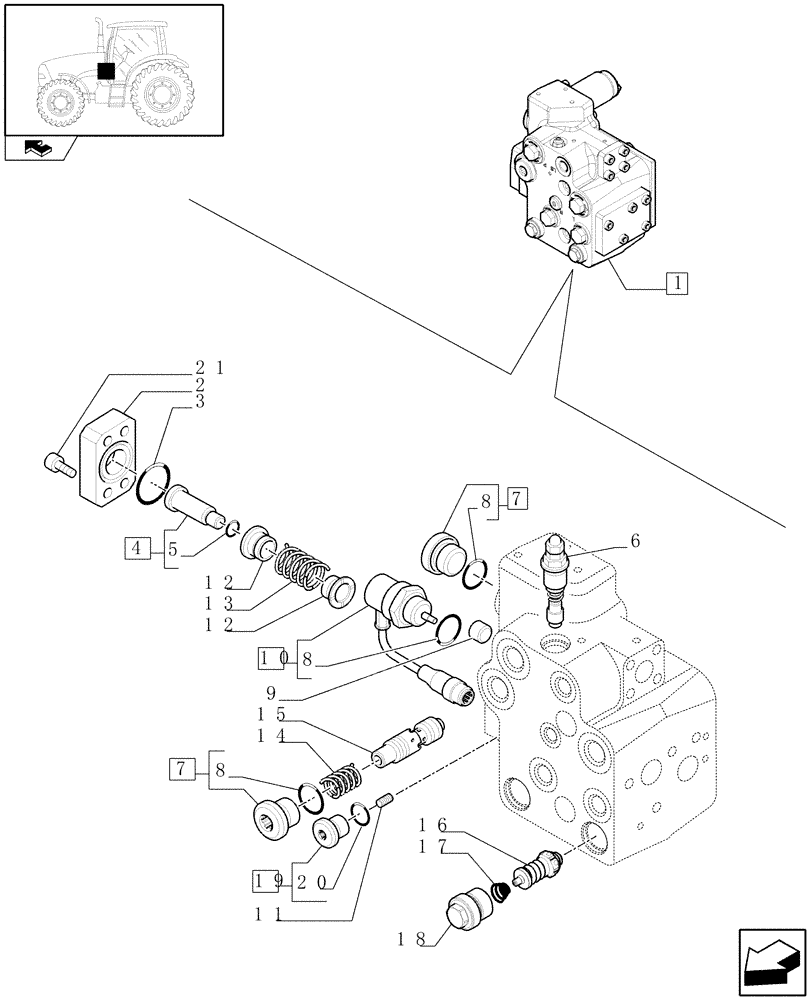 Схема запчастей Case IH PUMA 180 - (1.95.5/01B[02]) - VALVE - BREAKDOWN (10) - OPERATORS PLATFORM/CAB