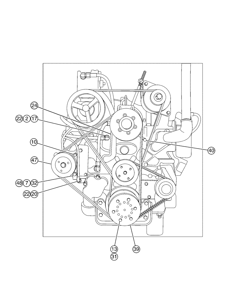 Схема запчастей Case IH 4330 - (02-001[03]) - ENGINE GROUP (4330 ONLY) (01) - ENGINE