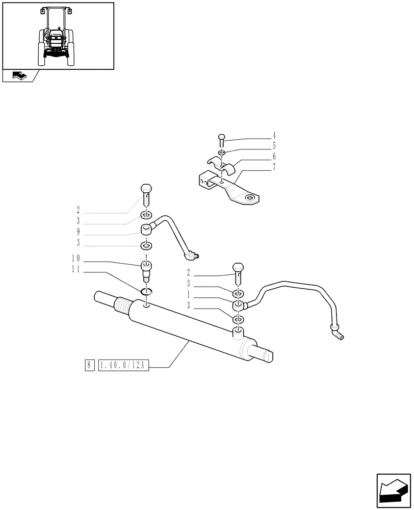 Схема запчастей Case IH FARMALL 85C - (1.40.3/12) - FRONT AXLE WITH LIMITED SLIP DIFF., WITH FRONT BRAKE (40 KM/H) - HYDR. STEER. CYL. (VAR.331324) (04) - FRONT AXLE & STEERING