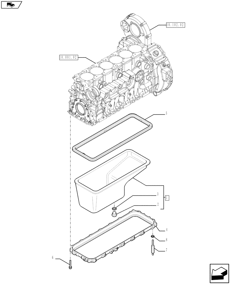 Схема запчастей Case IH 635 - (10.102.01) - OIL SUMP & RELATED PARTS (10) - ENGINE