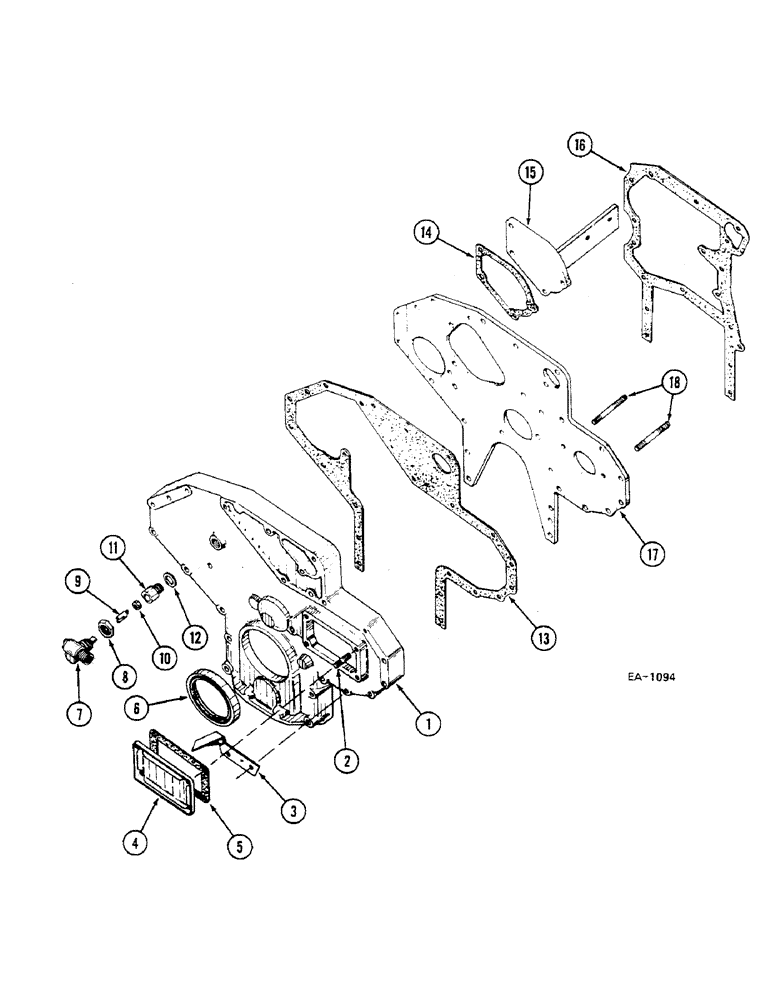 Схема запчастей Case IH 685 - (2-088) - CYLINDER BLOCK FRONT COVER (02) - ENGINE