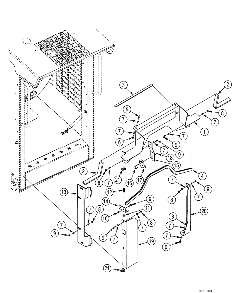 Схема запчастей Case IH 60XT - (09-33) - DOOR, FRONT - MOUNTING, FRAME (09) - CHASSIS