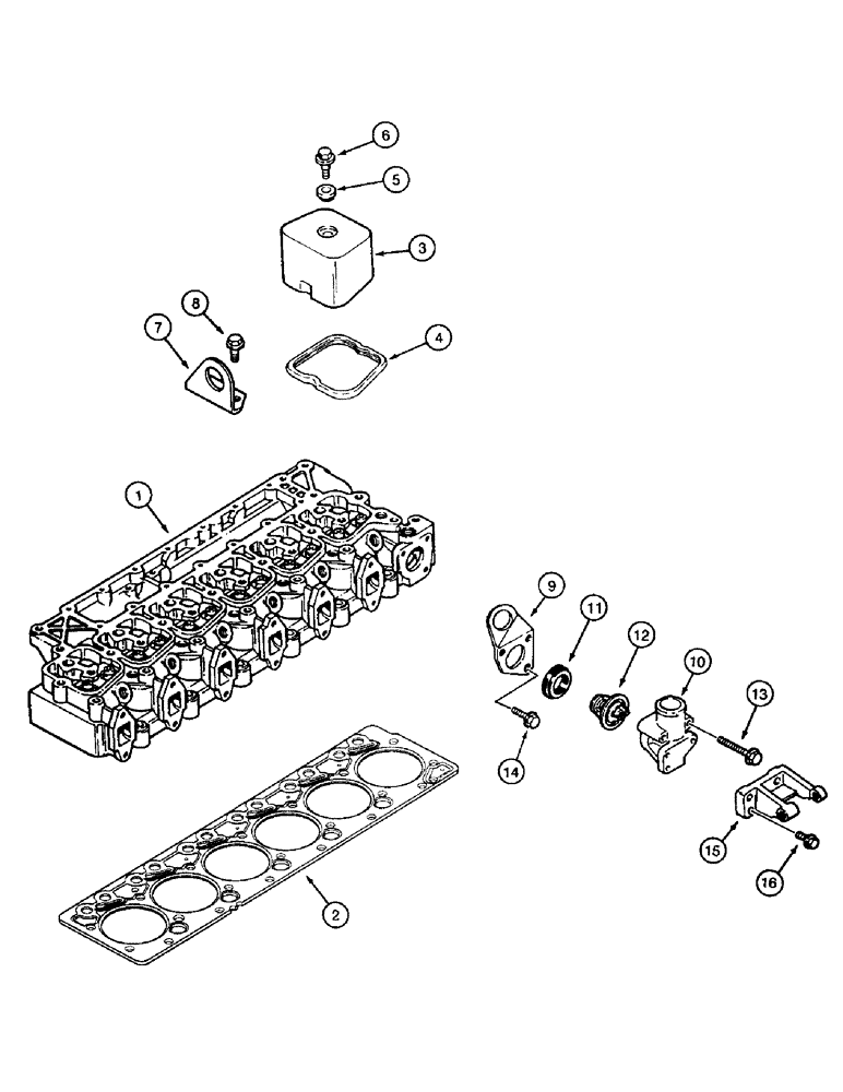 Схема запчастей Case IH 8850 - (10-42) - CYLINDER HEAD COVER, SERIAL NUMBER CFH0099165 AND LATER, THERMOSTAT AND HOUSING (02) - ENGINE