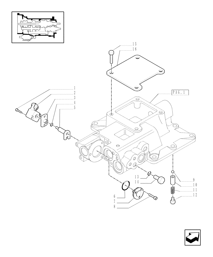 Схема запчастей Case IH MXU125 - (1.29.9[02]) - SERVO-CONTROL - GEARBOX CLUTCH HOUSING COVER (03) - TRANSMISSION