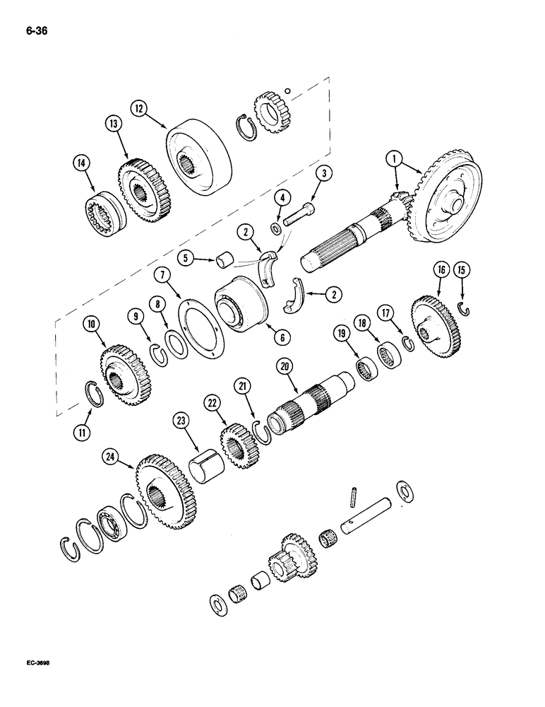 Схема запчастей Case IH 695 - (6-036) - RANGE TRANSMISSION (06) - POWER TRAIN