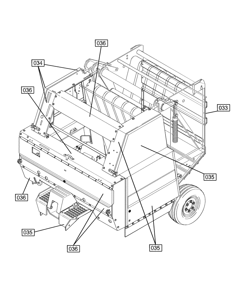 Схема запчастей Case IH RBX451 - (INDEX[8]) - PICTORIAL INDEX, SHIELDING, FIG. 033 - 036 (00) - GENERAL & PICTORIAL INDEX