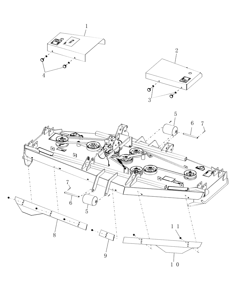 Схема запчастей Case IH 914A - (04) - SHIELDS, DEFLECTORS & ROLLERS - 84" - REAR DISCHARGE 