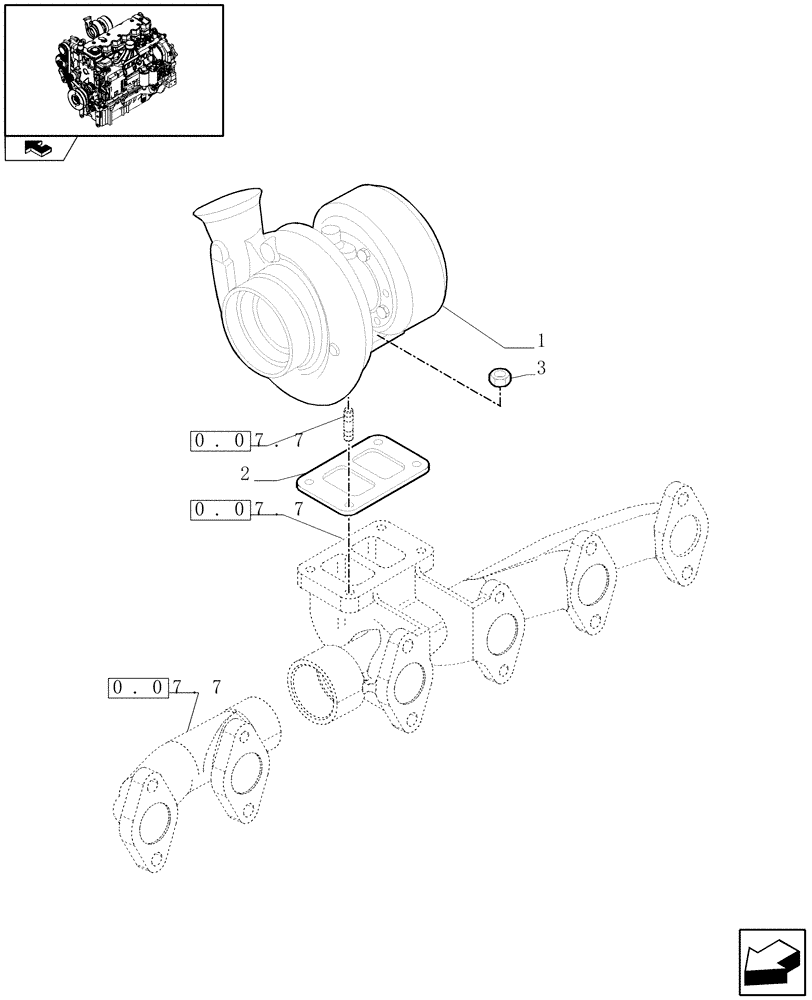 Схема запчастей Case IH PUMA 195 - (0.24.0) - TURBOCHARGER (01) - ENGINE