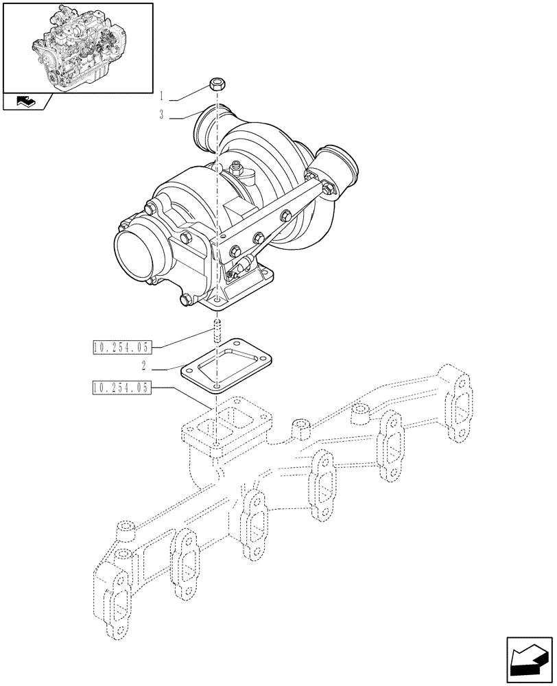 Схема запчастей Case IH F4GE9684R J603 - (10.250.02) - TURBOCHARGING (2855732) 