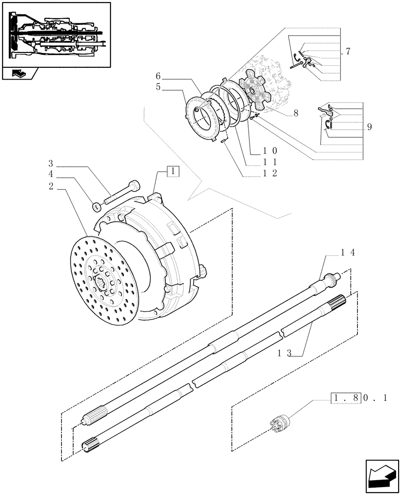 Схема запчастей Case IH FARMALL 85U - (1.25.0[01]) - CLUTCH AND PTO SHAFT (03) - TRANSMISSION