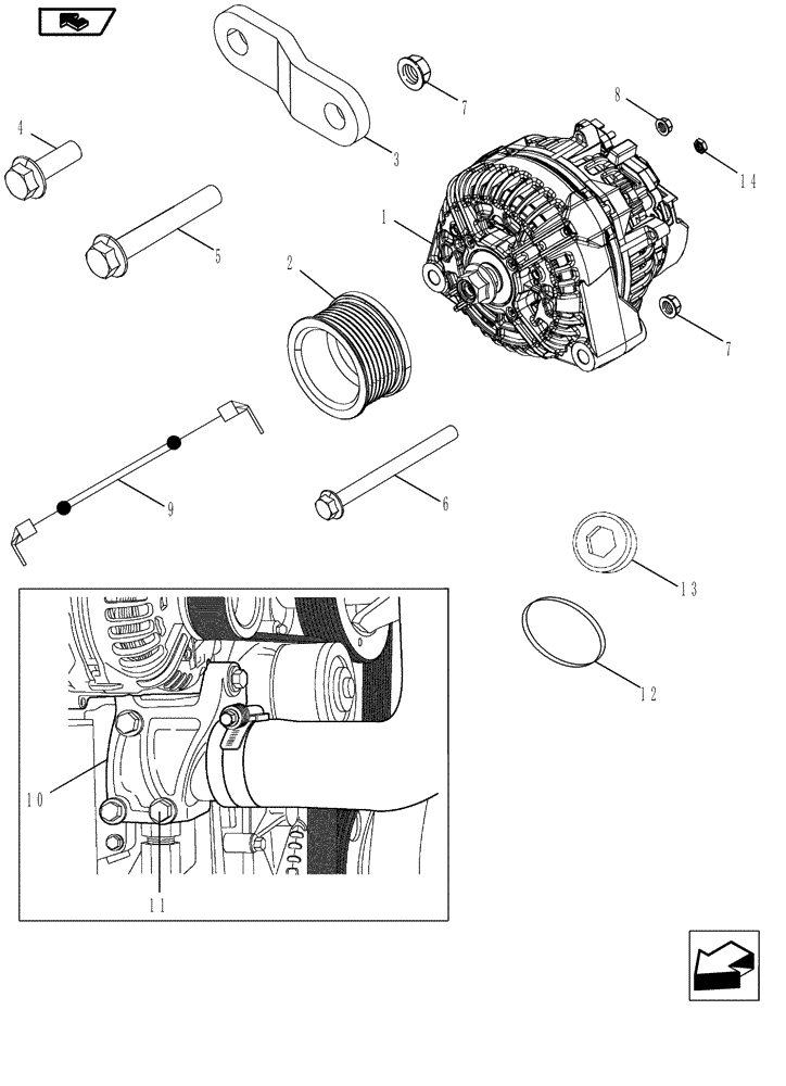 Схема запчастей Case IH MAGNUM 190 - (55.301.01) - ALTERNATOR, MOUNTING (55) - ELECTRICAL SYSTEMS