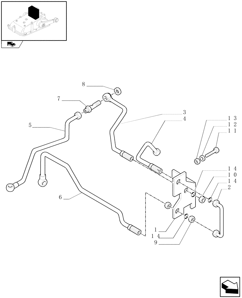 Схема запчастей Case IH FARMALL 95 - (1.82.7/06) - MID-MOUNT VALVES HYDRAULIC CONNECTION - FOR HIGH CLEARANCE VERSION (VAR.335560) (07) - HYDRAULIC SYSTEM