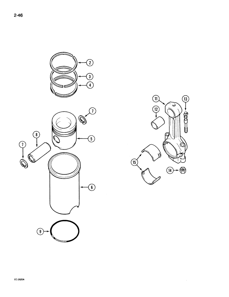 Схема запчастей Case IH 395 - (2-046) - PISTONS AND SLEEVES (02) - ENGINE